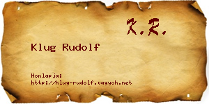 Klug Rudolf névjegykártya